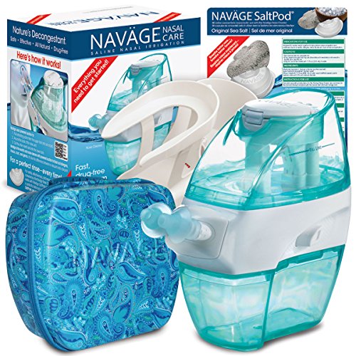 Product Cover Navage Nasal Irrigation The Works Bundle: Navage Nose Cleaner, 38 SaltPod Capsules, Countertop Caddy, and Travel Case. 142.85 if Purchased Separately. You Save 32.90 (23%) (Paisley)