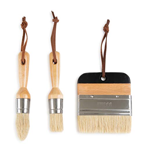 Product Cover 3 Piece Paint Brush Set by DIYARTZ, Perfect Chalk and Wax Paint, Natural Bristles, Thick and Durable