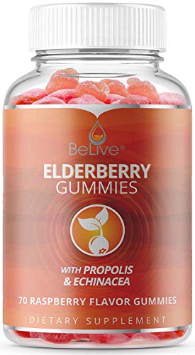 Product Cover The Only Elderberry Gummies with Vitamin C, Propolis, Echinacea for Immune Support Supplement for Kids and Adults, Raspberry Flavored, 70 Chewable Gummy Vitamins
