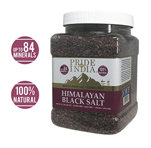 Product Cover Pride Of India - Himalayan Black Rock Salt - Coarse Grind, 2.5 Pound (40oz) - Kala Namak - Contains 84+ Minerals - Perfect for Cooking, Tofu Scrambles, Grinder Use, Kitchen, Restaurant & Bath Salt