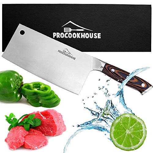 Product Cover Cleaver Knife Premium Heavy Duty Chopper Butcher Knife Stainless Steel 7 Inches Meat Knife for Home Kitchen and Restaurant, Professional Chinese Knife