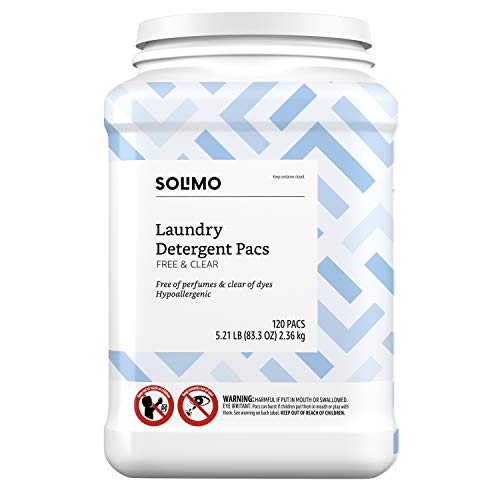 Product Cover Amazon Brand - Solimo Laundry Detergent Pacs, Free & Clear, 120 count
