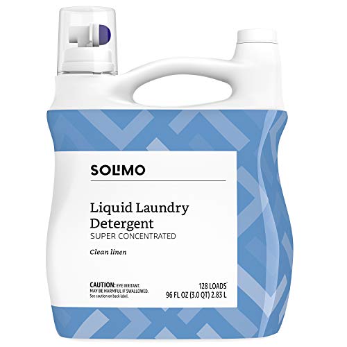 Product Cover Amazon Brand - Solimo Concentrated Liquid Laundry Detergent, Clean Linen, 128 loads, 96 Fl Oz
