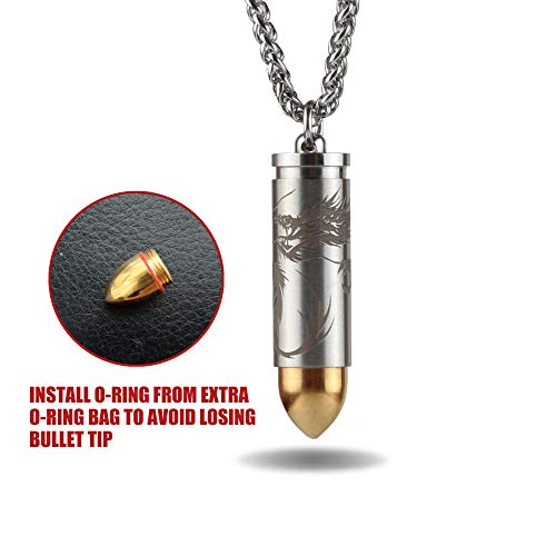 Product Cover Titanium Mini Nitro Pill Fob Inner Diameter 0.32 Inch with Premium 25 Inches Necklace and Extra Chamber Tip Light Weight Pill Holder for EDC Waterproof 30ft