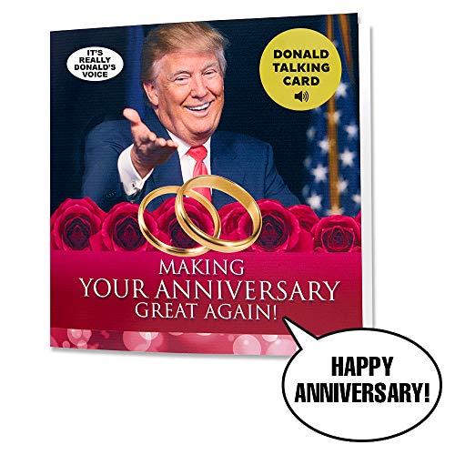 Product Cover Talking Trump Anniversary Card - Says Happy Anniversary in Donald Trump's REAL Voice - Give Someone a Personal Anniversary Greeting from The President of The United States - Includes Envelope