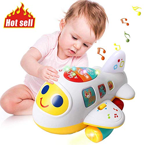 Product Cover Huile Baby Toys Electronic Airplane Toys with Lights & Music ,Best Kids Early Learning Educational Toys for Toddlers Boys and Girls 1 2 3 4 5 Year Old Gifts