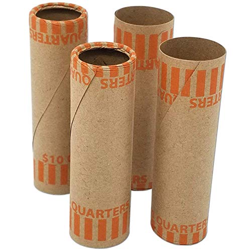 Product Cover J Mark Burst Resistant Preformed Quarter Coin Roll Wrappers, Made in USA, 60-Count Heavy Duty Cartridge-Style Coin Roller Tubes, Includes J Mark Coin Deposit Slip