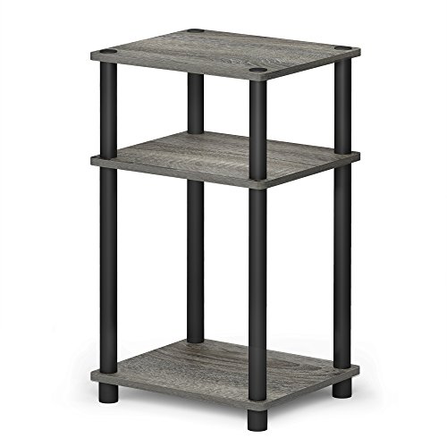 Product Cover FURINNO Just 3-Tier End Table, 1-Pack, French Oak Grey/Black