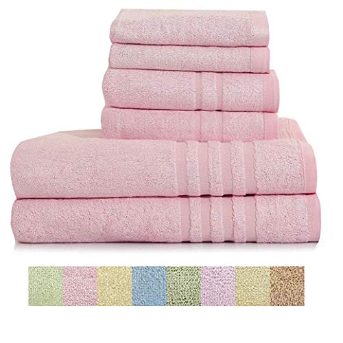 Product Cover Home Bath Towel 100% Bamboo Fiber Fade-Resistant Super Soft and High Absorbent,2 Bath Towels,2 Hand Towels,2 Wash Clothes.Petal Pink