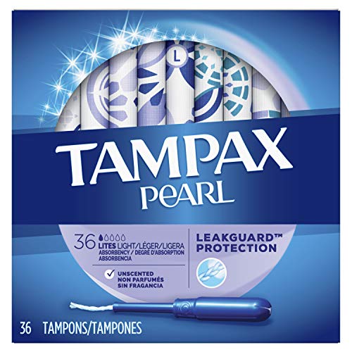 Product Cover Tampax Pearl Lites Light Absorbency Plastic Tampons, Unscented, 36 Count