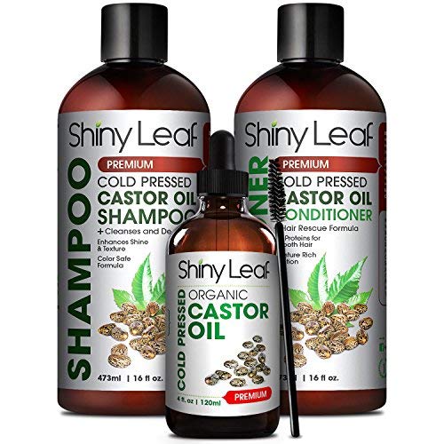 Product Cover Castor Oil Bundle, Cleanse And De-Stress Hair, Moisture-Rich Shampoo And Conditioner, For Healthy Hair Growth, Add Shine And Volume, Castor Oil For Eyelash And Eyebrows