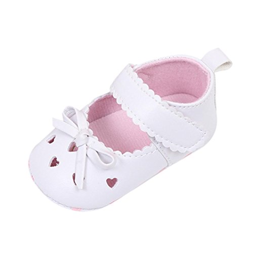 Product Cover Baby Walking Shoes for 0-18 Months,Newborn Infant Toddler Girls Soft Soled Non-Slip Sneakers Bowknot Crib Shoes (6-12 Months, White)