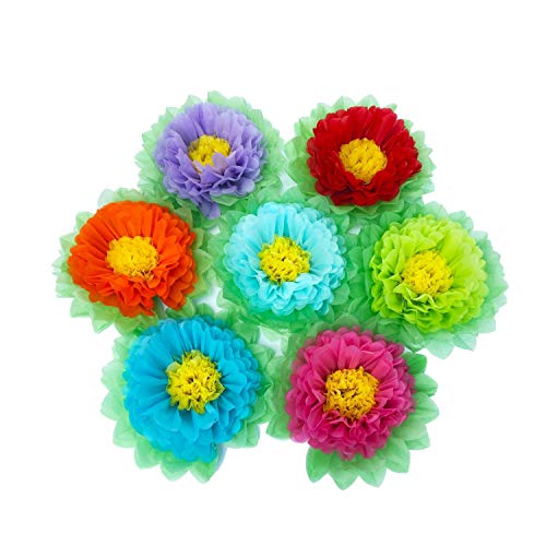 Product Cover SD SPARKLING DREAM Tissue Paper Flower Paper Pom Pom Decorations for Christmas Party Birthday Celebration Wedding and Outdoor Decoration - Set of 7 pcs (Rainbow)