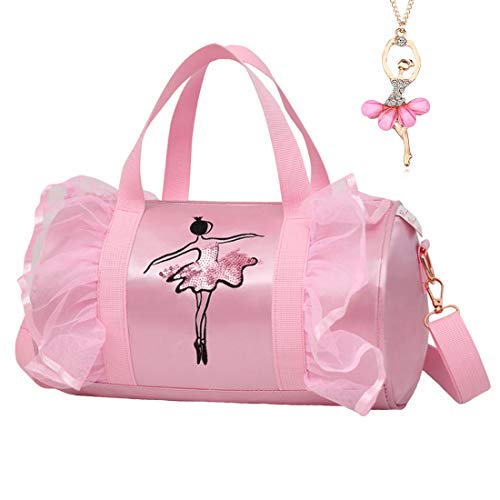 Product Cover Cute Ballet Dance Bag Tutu Dress Bag with Necklace Girls (Pink2 of Long Mesh)