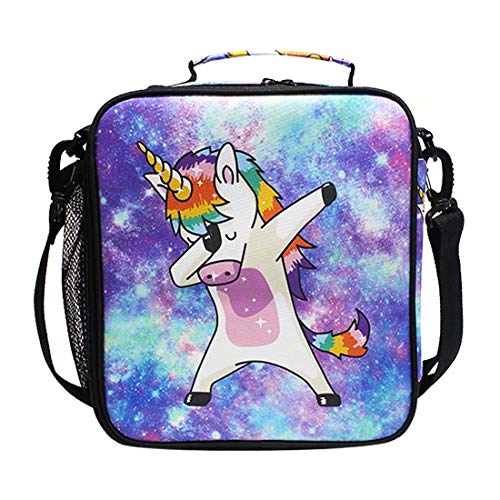 Product Cover Unicorn Kids Lunch Box Insulated Lunch Bag Large Freezable Lunch Boxes Cooler Meal Prep Lunch Tote Universe Galaxy with Shoulder Strap for Boys Girls ...