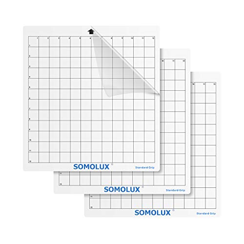 Product Cover SOMOLUX Standard-Grip Adhesive Cutting Mat 3 Pack, Suit for Cameo1,2,3 Explore Air1,2 Die Cutting Machine, 12×12 inch Clear