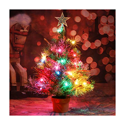 Product Cover CASA CLAUSI Christmas Tree Tabletop Decorated Pre-lit Small Little 22 Inch with Ornaments 35 Multi-Colored Lights Artificial Green Tree