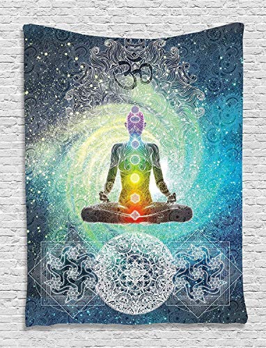Product Cover Unitendo Mandala Indian Bohemian Psychedelic Trippy Tapestries Polyester Fabric Boho Yoga Decor by Sign Chakra Art Print Reactive Tapestry Hanging Dorm Bedro Living Ro Decorations.