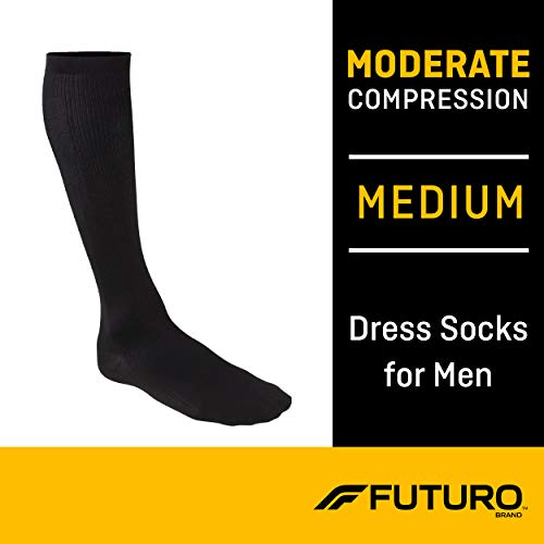 Product Cover Futuro Business Casual Socks for Men, Moderate Compression, Medium, Black, Helps Relieve Tired, Achy Legs