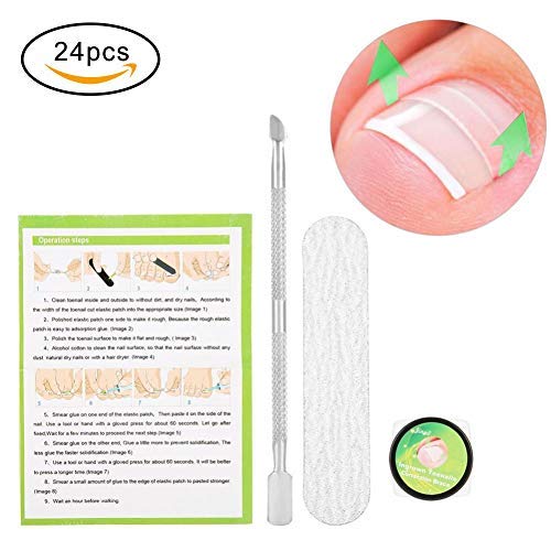 Product Cover Professional Ingrown Pincer Toenail Correction Sticker Pedicure Paronychia Recover Foot Caretool With Nail File And Cuticle Pusher(24Pcs Patches)