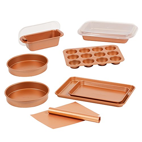 Product Cover Copper Chef 12 Piece Elite Baking Pan Set- 9 Inch Cake Pan x 2, BBQ Grill Mat, Baking Mat, Baking Pan Crisper Tray with Lid, Cookie Sheet x 2, Muffin Pan, Loaf Pan with Lid