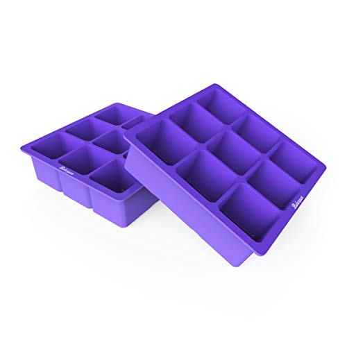 Product Cover Bakerpan Silicone Medium Ice Cube Mold Stackable Tray, 1.5 Inch Squares, 9 Cavities - Set of 2
