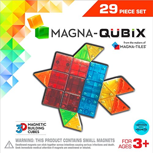 Product Cover Magna-Qubix 29-Piece Clear Colors Set - The Original, Award-Winning Magnetic 3D Building Shapes - Creativity and Educational - STEM Approved