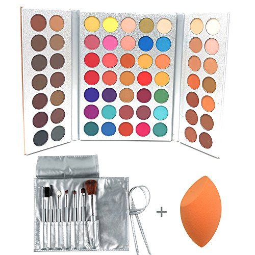 Product Cover Beauty Glazed 63 Colors Eyeshadow Professional Makeup 63 Colors EyeShadow Palette Powder With Profession Makeup Brushes Set and Powder Blender Gorgeous Me Cosmetics Perfect Color Eye Shadow Tray Set