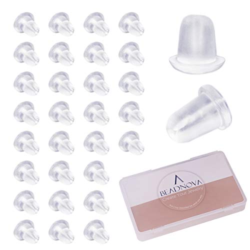 Product Cover BEADNOVA Earring Backs Rubber Soft Clear Small Earing Backings Replacement Secure Silicone for Pierced Earings Back for Fish Hook Hypoallergenic Plastic Earrings Stopper for Wire Earrings 1000pcs