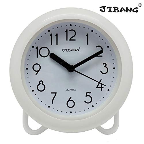 Product Cover JIBANG Waterproof Bathroom Clock, Desktop Clocks for Bathroom, 7 Inches Silent Non-Ticking Prevent Mist Wall Clock, 7 Colors are Optional, White