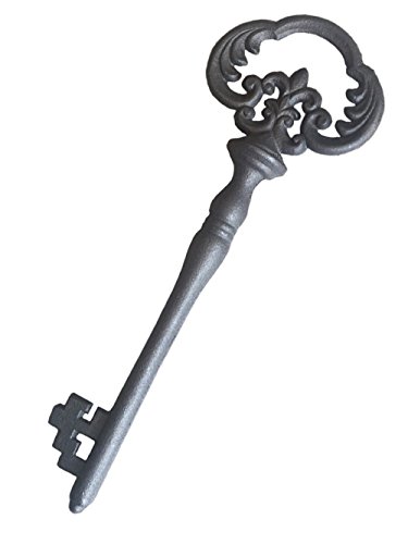 Product Cover PERTTY Vintage Cast Iron Decorative Key Wrought Iron Crafts Key for Home/Wall Decor(12x4.13 inches,Sliver)