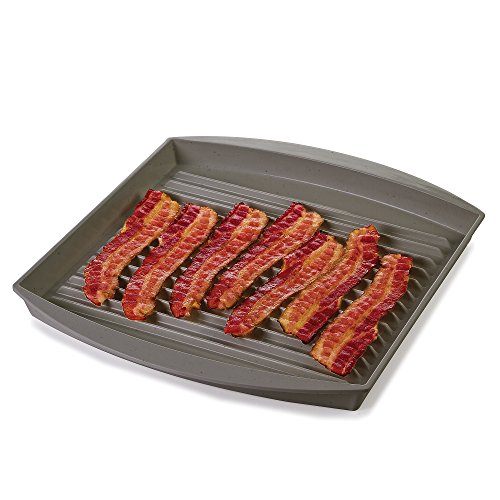 Product Cover Prep Solutions by Progressive Microwave Large Bacon Grill - Gray, PS-66GY, 7-9 Strips of Bacon, Cook Frozen Snacks, Frozen Pizza, Measures 12