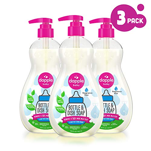 Product Cover DAPPLE Baby Bottle and Dish Liquid, Fragrance Free Dish Soap, Plant Based, Hypoallergenic, 16.9 Fluid Ounces (Pack of 3)