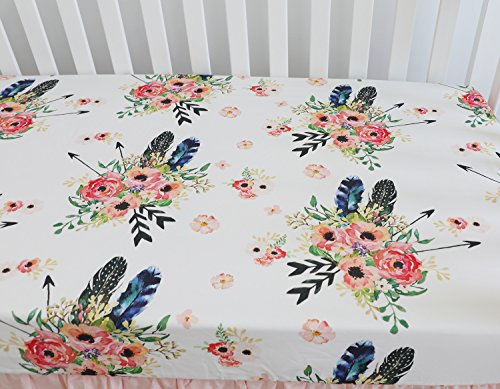 Product Cover Baby Girl Floral Fitted Crib Sheet Toddler Bed Mattresses fits Standard Crib Mattress 28x52
