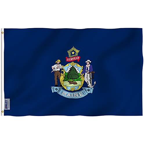Product Cover Anley Fly Breeze 3x5 Foot Maine State Flag - Vivid Color and UV Fade Resistant - Canvas Header and Double Stitched - Maine ME Flags Polyester with Brass Grommets 3 X 5 Ft