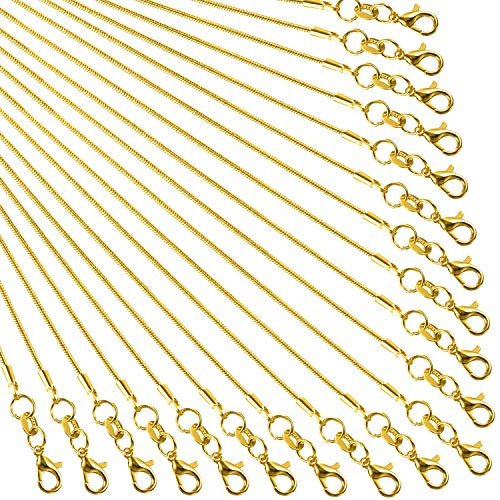 Product Cover TecUnite 24 Pack Gold Plated DIY Snake Chain Necklace with Clasp for Jewelry Making, 1.2 mm (18 Inches)