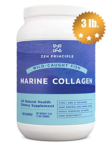 Product Cover Extra Large 3 lb. Marine Collagen Peptides Powder. Wild-Caught Fish, Non-GMO. Supports Healthy Skin, Hair, Joints and Bones. Hydrolyzed Type 1 & 3 Protein. Amino Acids, Unflavored, Easy to Mix.