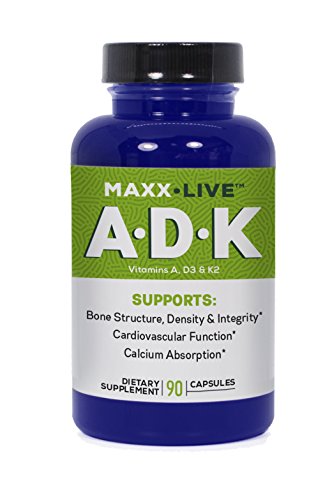 Product Cover MAXX LIVE A.D.K - ADK Vitamins 90 Capsules |A 5,000 IU | D3 5,000 IU |K2 (as MK-7) 500mcg | Support Bone Structure |Physician Formulated |Gluten Free | Non-GMO |