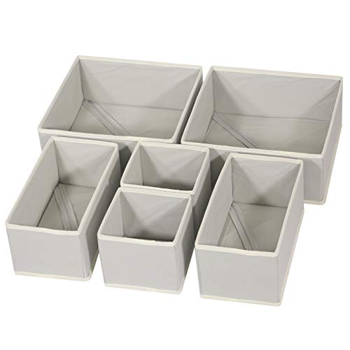 Product Cover DIOMMELL Foldable Cloth Storage Box Closet Dresser Drawer Organizer Fabric Baskets Bins Containers Divider with Drawers for Clothes, Underwear, Bras, Socks, Lingerie, Clothing, Set of 6