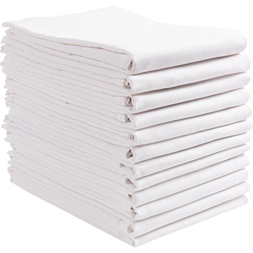 Product Cover KAF Home Set of 12 White Flat Flour Sack Embroidery/Craft Towels, 100-Percent Cotton, Absorbent, Extra Soft (20 x 30-inches, Flat)