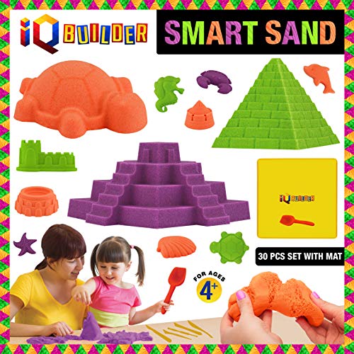 Product Cover IQ BUILDER | Sensory Toys | Creative Educational Art Play Sand for Boys and Girls Ages 3 4 5 6 7 8 9 10 Year Old + | Fun MOLDABLE Synthetic Beach Sand KIT for Children | Best Toy Gift for Kids