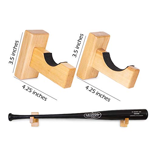 Product Cover Cypress Sunrise Baseball Bat Display Holder Rack for Wall Mount - Replaces Case or Stand - Solid Wood w/Felt Liner and Hidden Screws- Natural or Black Color Option (Natural)