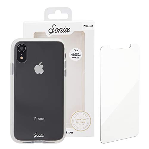 Product Cover Sonix Clear Case for iPhone XR and Tempered Glass Screen Protector [Military Drop Test Certified] Clear Case and Screen Protector Bundle Pack for Apple iPhone XR