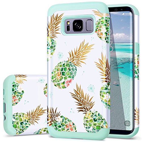 Product Cover Fingic Galaxy S8 Plus Case, Pineapple Samsung S8 Plus Case Shock Absorbing Silicone Rubber Bumper Hard Plastic Hybrid Dual Layer Protective Phone Case for Samsung Galaxy S8 Plus (6.2 inch), Green