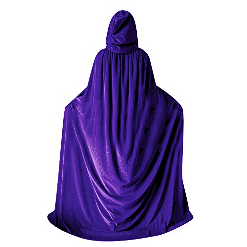 Product Cover QBSM Women Men Purple Halloween Velvet Cloak Witch Wizard Costume Hooded Party Raven Cosplay Capes Adult