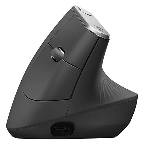 Product Cover Logitech MX Vertical Wireless Mouse - Advanced Ergonomic Design Reduces Muscle Strain, control and Move Content Between 3 Windows and Apple Computers (Bluetooth or USB), Rechargeable, Graphite