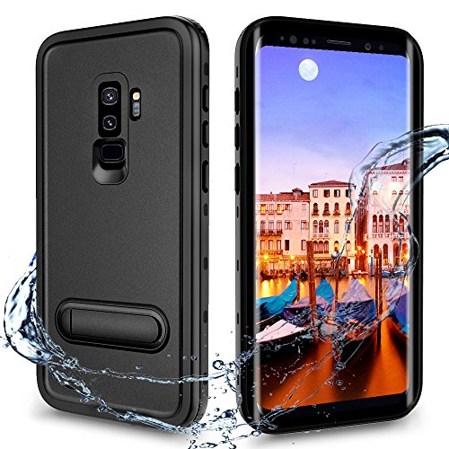 Product Cover XBK Samsung Galaxy S9+ Plus Case, Waterproof Case with Built-in Screen Protector,Full-Body Rugged Resistant Protective Hard Cover Case for Galaxy S9 Plus (2018, 6.2inch) (Black&Stand)
