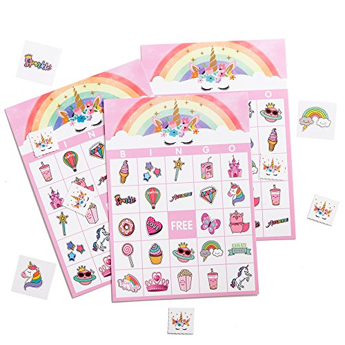Product Cover MISS FANTASY Unicorn Bingo Games Magical Party Games for Kids Birthday Party Favors Supplies for Girls Good for 24 Players