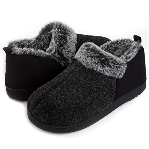 Product Cover ULTRAIDEAS Women's Cozy Memory Foam Slippers with Warm Plush Faux Fur Lining, Wool-Like Blend Micro Suede House Shoes with Anti-Slip Indoor Outdoor Rubber Sole