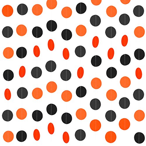 Product Cover 3Pcs Orange & Black Circle Dots Garland -Halloween Party Decoration Supplies (75pcs Circle Dots)